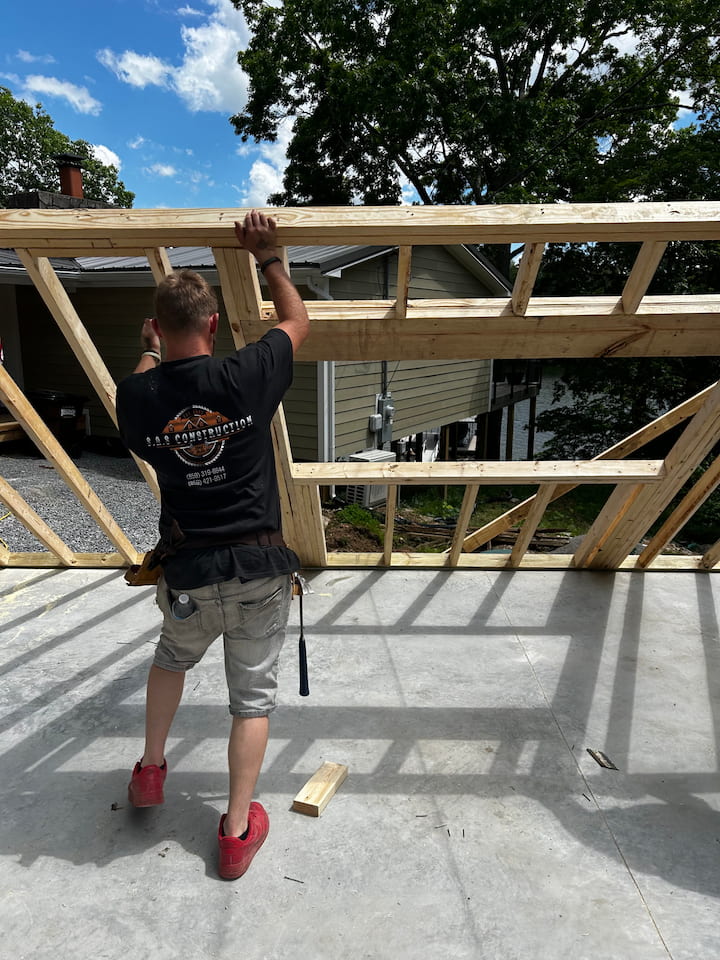 New home addition construction in progress