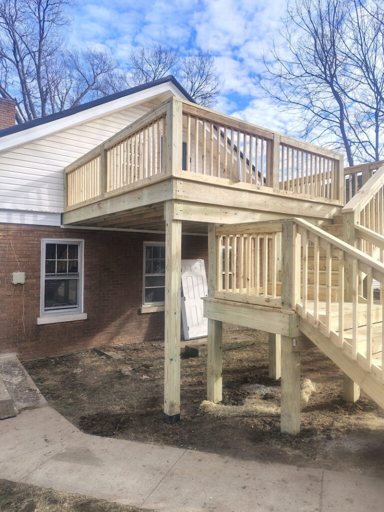 Finished outdoor staircase connecting different levels